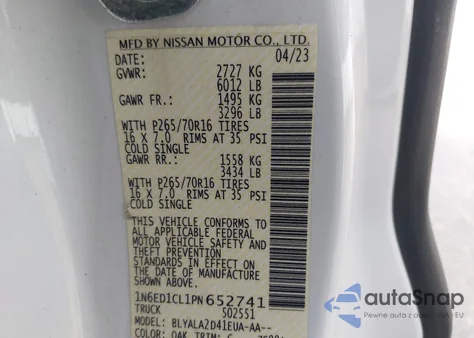 2023 Nissan Frontier King Cab S 4X2 from USA, damaged, VIN 1N6ED1CL1PN652741